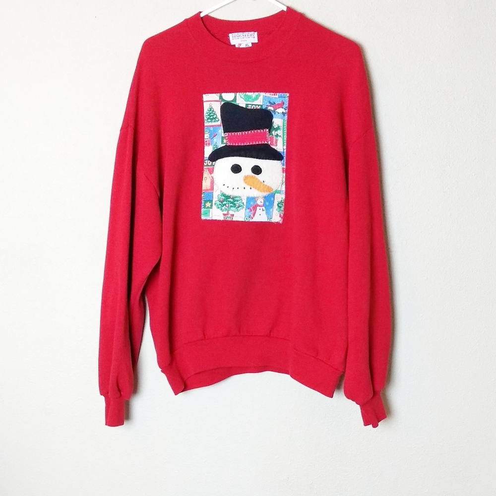 Vintage Crewneck Red Snow Man Christmas Sweater